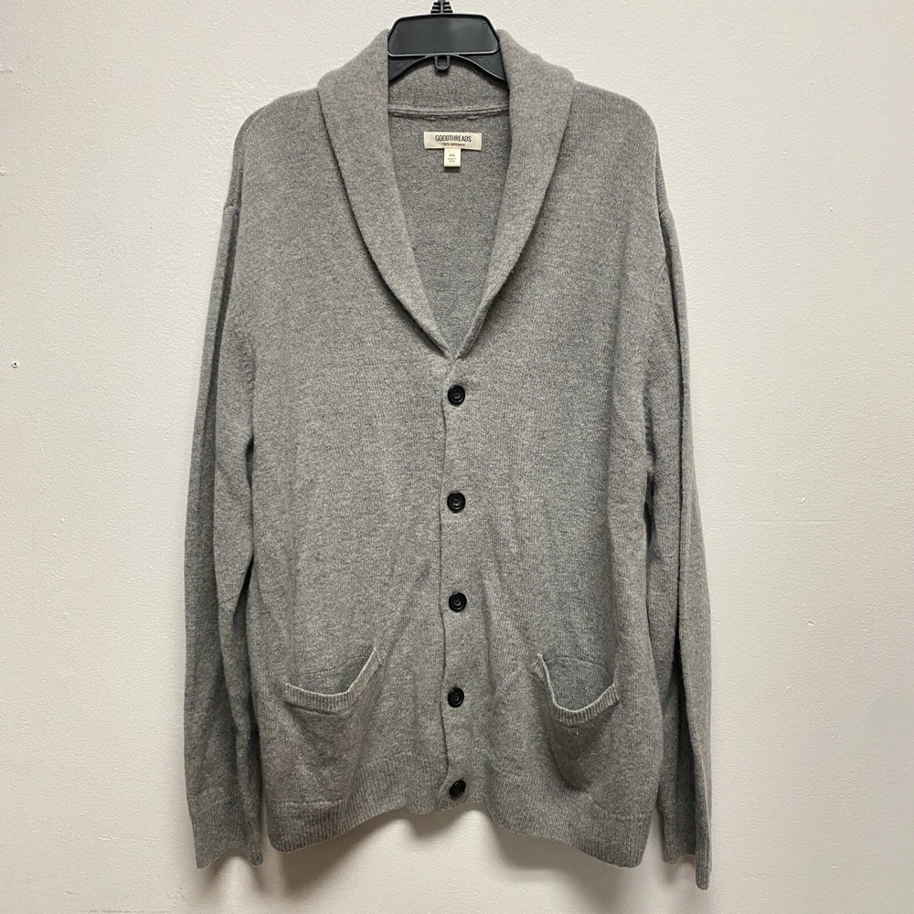Goodthreads 100% Lambswool Womens XXL Gray Buttons Jacket Cardigan Pockets Warm